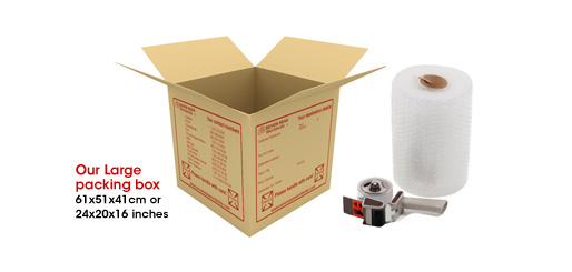 七海国际行李托运免费包装材料：加硬纸箱、气泡膜、唛头笔、封箱胶带